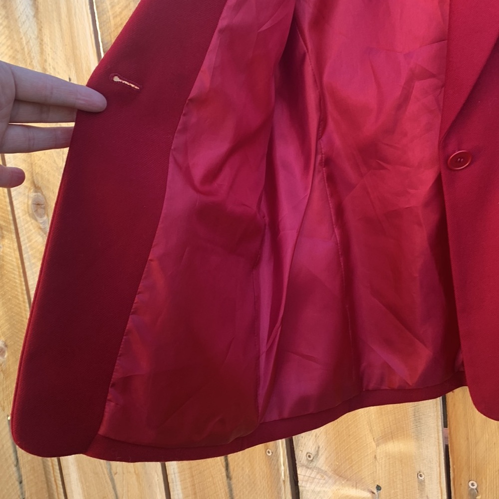 PENDLETON Vintage Virgin Wool Petite Cherry Red Blazer 8 - Picture 9 of 9